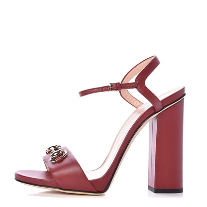 Gucci Calfskin Miro Soft Horsebit High Heel Sandals 40.5 Rosso 1 of 10