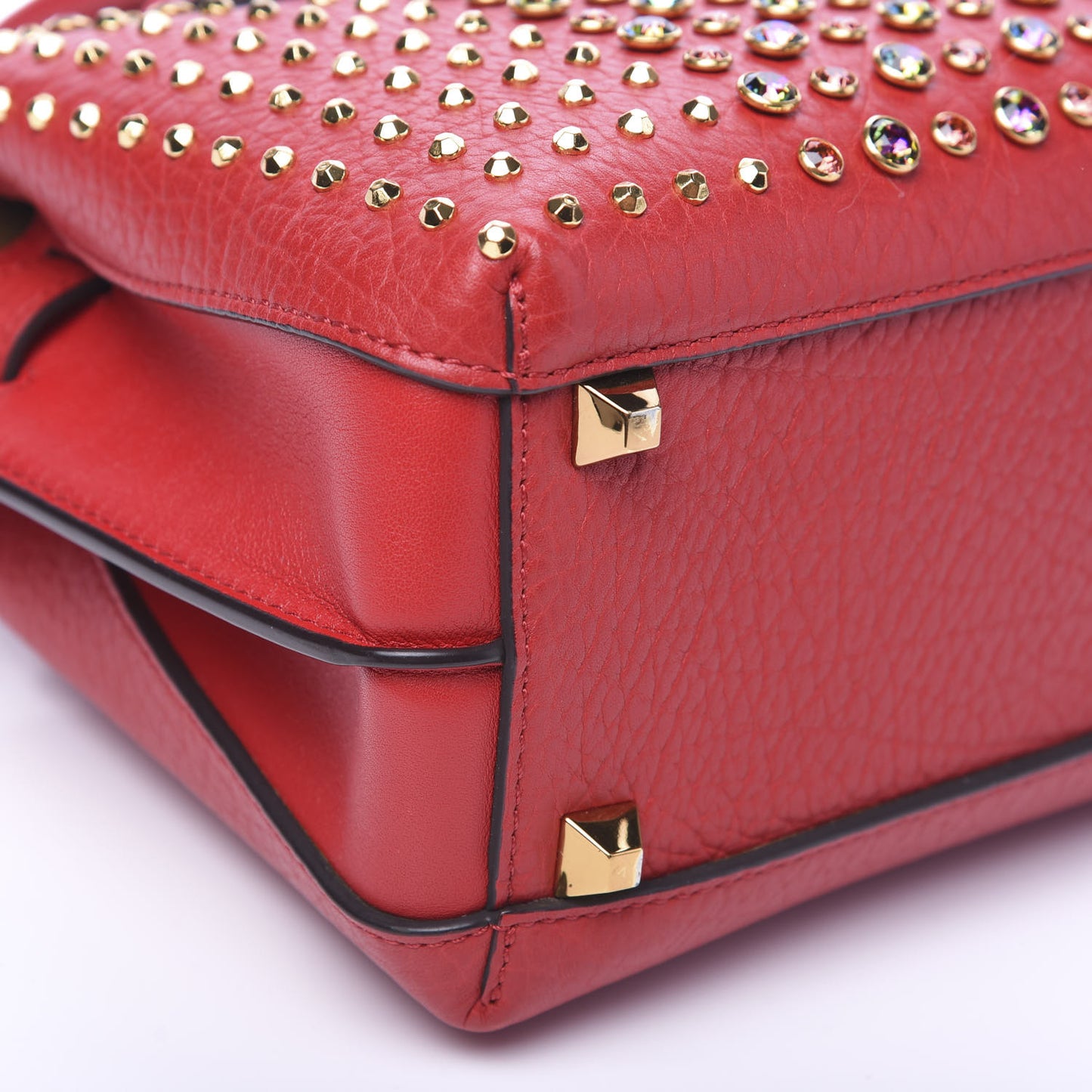 Calfskin Swarovski Crystal Ball Mini Milla Tote Ruby Red