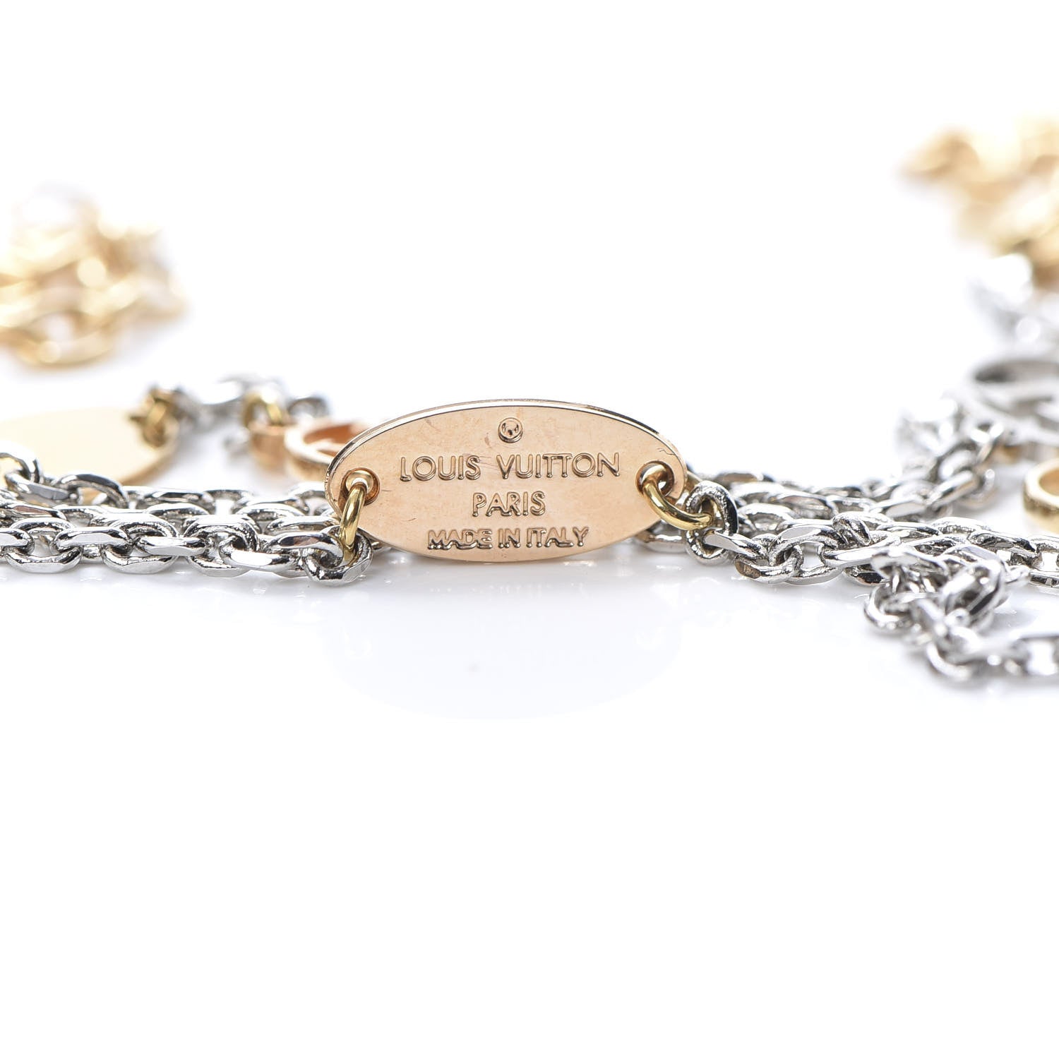 Louis Vuitton Logomania Sautoir Necklace Silver Gold 4 of 5