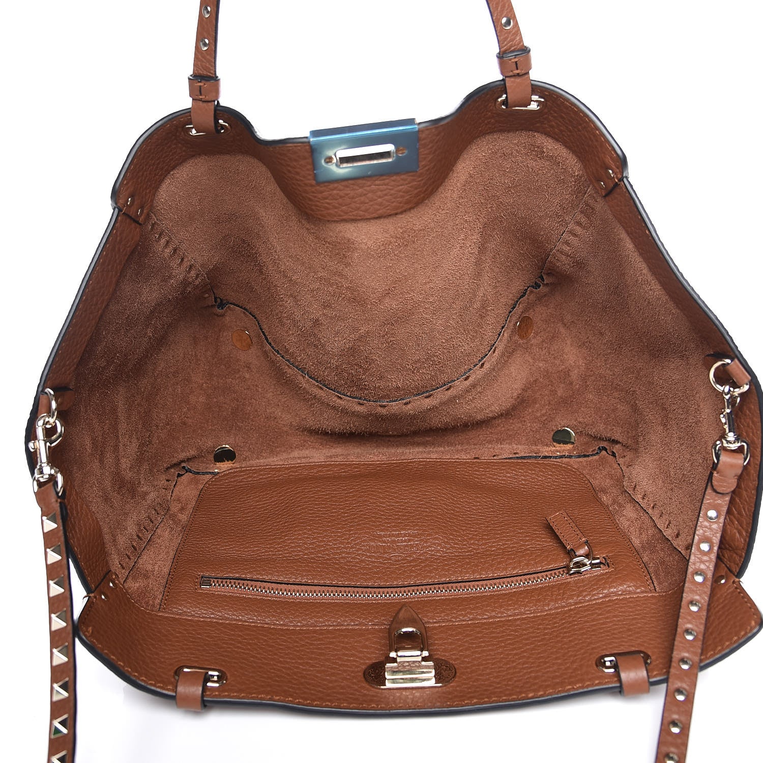 Valentino Garavani Pebbled Calfskin Medium Rockstud Tote Bright Cognac 7 of 13