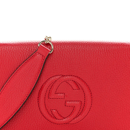 Gucci Pebbled Calfskin Soho Wallet on Chain Hibiscus Red 7 of 10