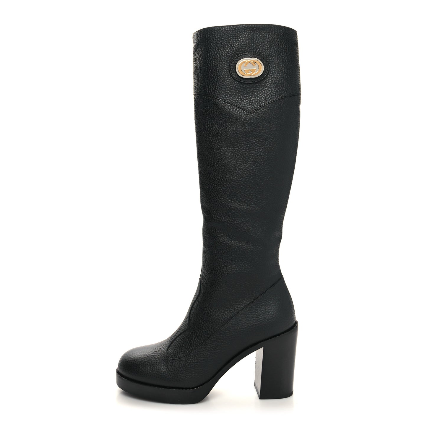 Austin Calfskin Interlocking G Knee High Boots 36 Black