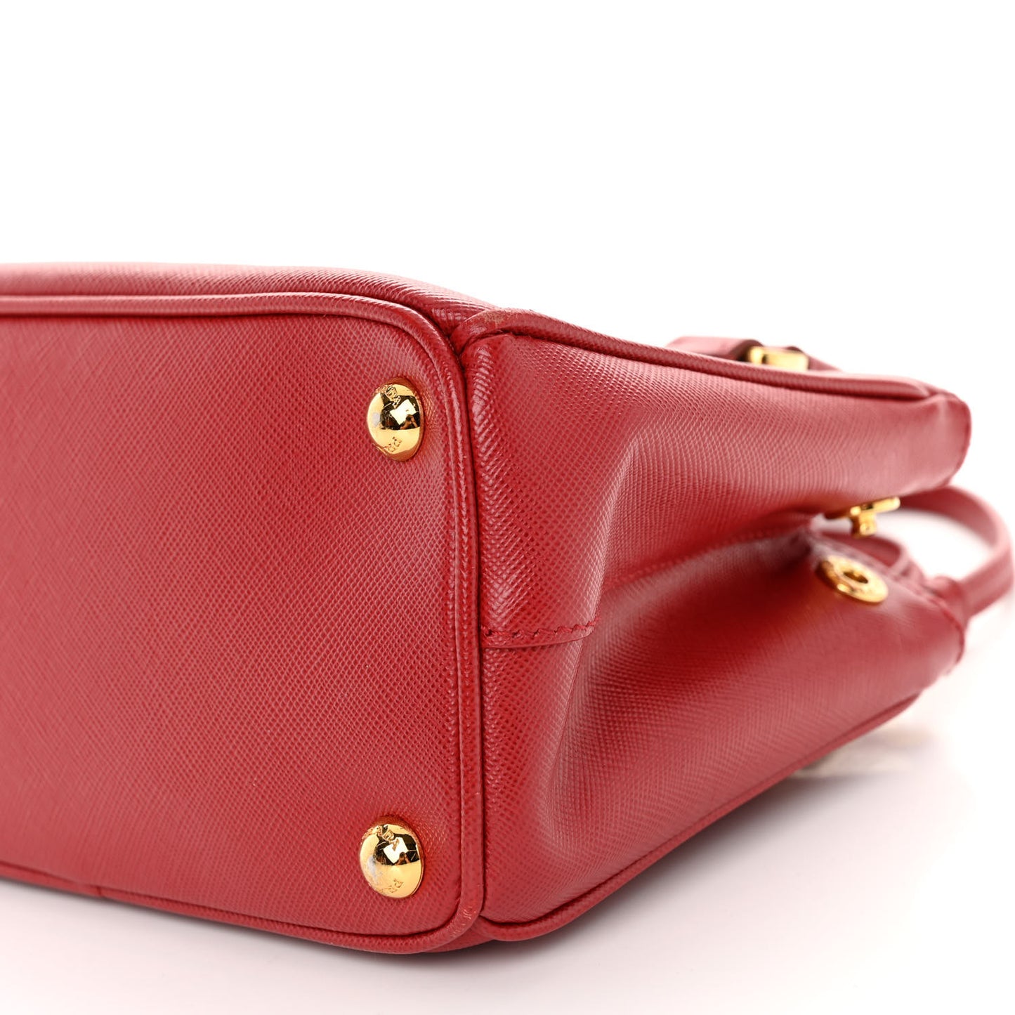Saffiano Micro Galleria Double Zip Tote Fuoco