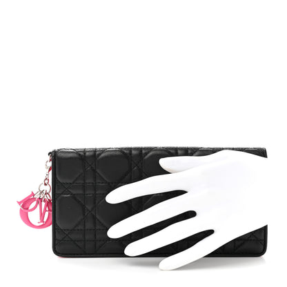 Christian Dior Lambskin Cannage Bi-Color Lady Dior Flap Card Holder Black Pink 2 of 10