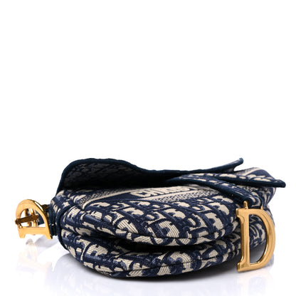 Christian Dior Oblique Embroidered Saddle Bag Blue 4 of 10