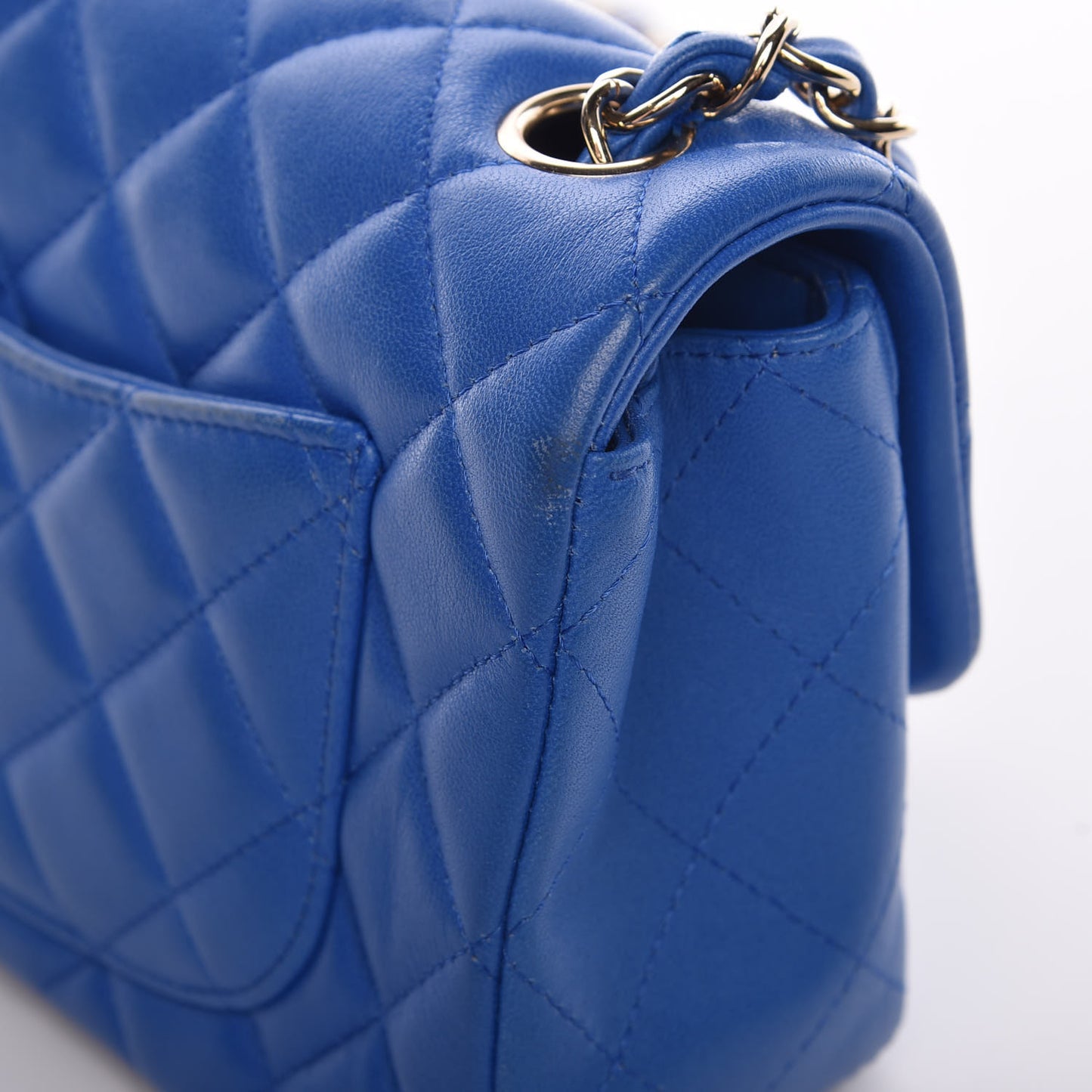 Lambskin Quilted Mini Rectangular Flap Blue