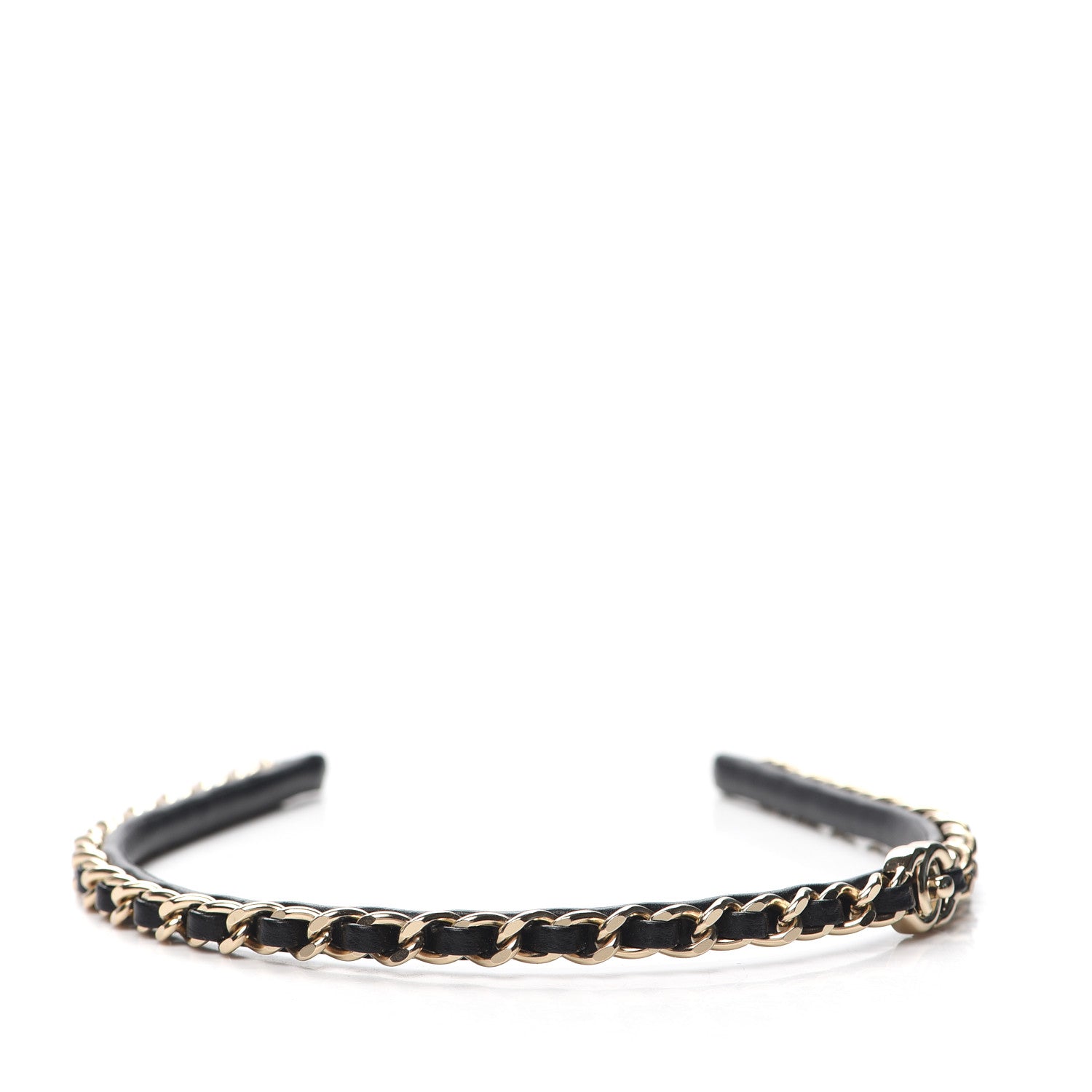 Chanel Metal Lambskin CC Turnlock Chain Headband Gold Black 3 of 6