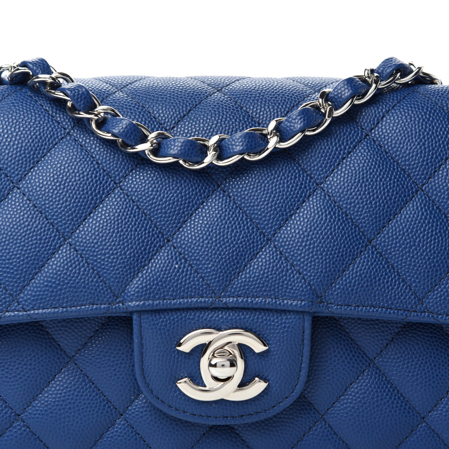 Chanel Caviar Quilted Mini Rectangular Flap Blue 11 of 12