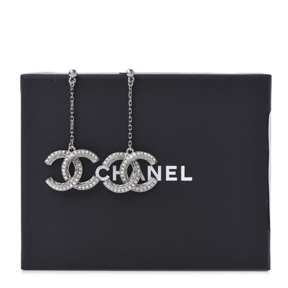 Chanel Baguette Crystal CC Drop Earrings Silver 5 of 5
