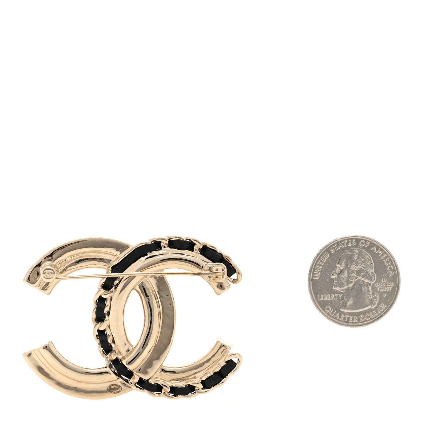 Lambskin Pearl Crystal Quilted CC Brooch Black Gold Black