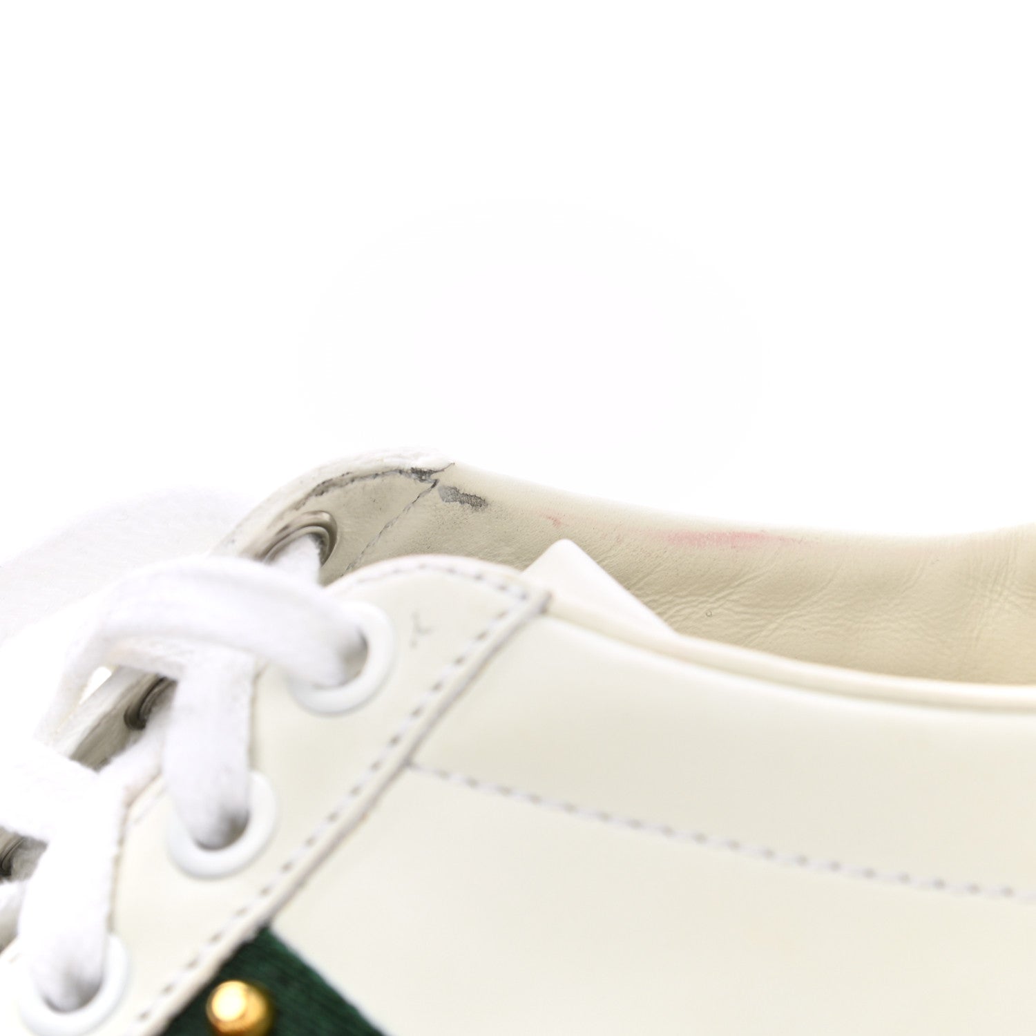 Gucci Calfskin Web Pearl Studded Womens Ace Sneakers 35.5 White 10 of 13