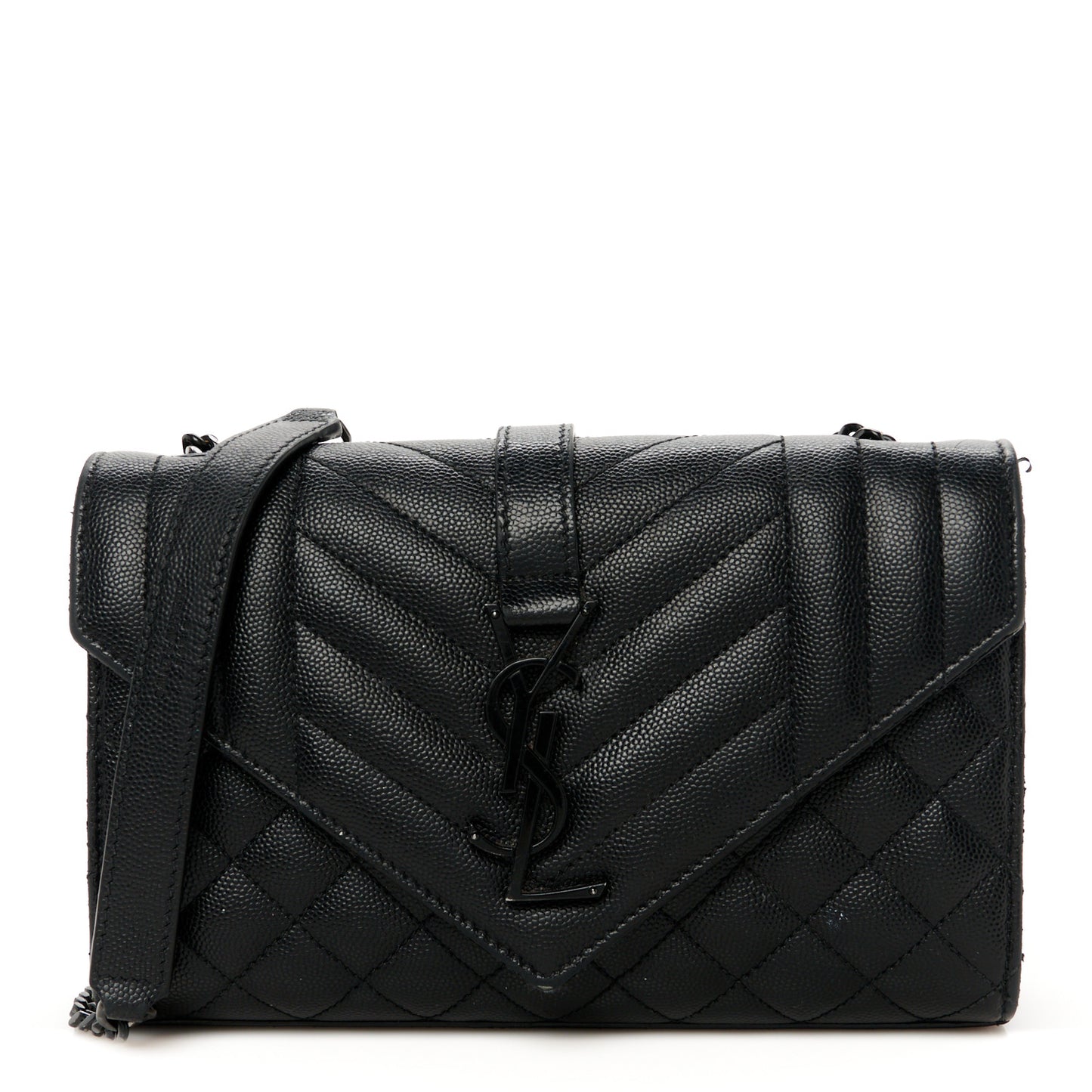 Grain De Poudre Textured Mixed Matelasse Triquilt Small Monogram Monochrome Satchel Black