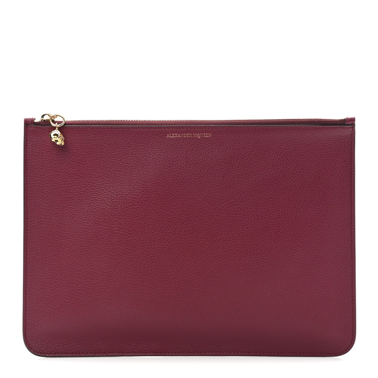 Calfskin Skull Zip Pouch Red