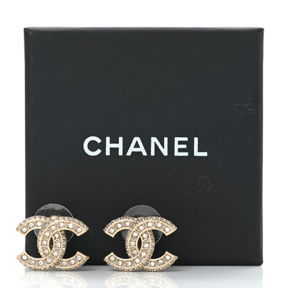 Chanel Crystal Timeless CC Earrings Light Gold 5 of 5