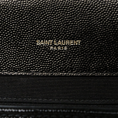 Saint Laurent Grain De Poudre Matelasse Chevron Large Monogram Satchel Black 6 of 9