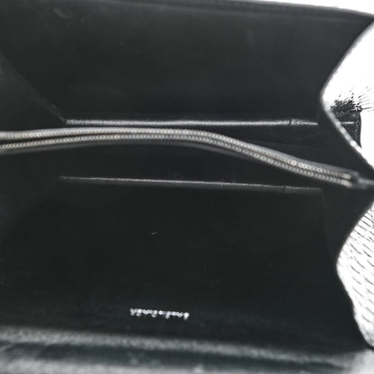 Balenciaga Shiny Calfskin Monochrome Crocodile Embossed S Sharp Chain Shoulder Bag Black 5 of 14