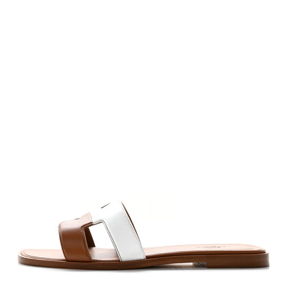 Hermes Box Calfskin Oran Sandals 38 Palissandre White 1 of 11