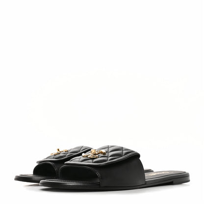Chanel Lambskin Quilted Turnlock Flat Mules 41 Black 3 of 8