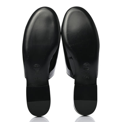 Chanel Fabric Patent Calfskin Mules 36.5 Black Gold 5 of 8