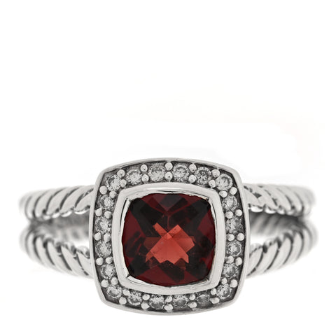 Sterling Silver Diamond Garnet 7mm Petite Albion Ring 54 6.75
