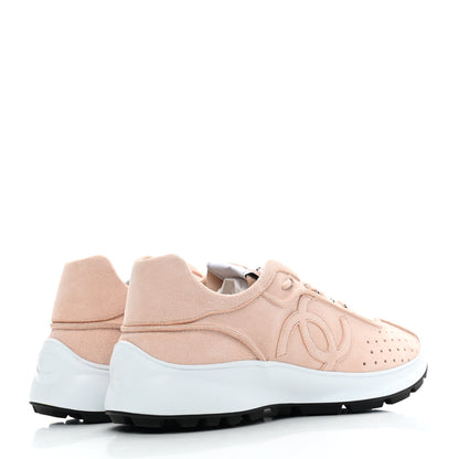 Chanel Suede Goatskin CC Sneakers 38 Light Pink 4 of 7