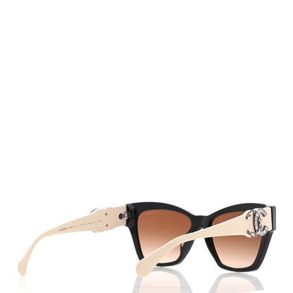 Chanel Acetate Square CC Sunglasses 5456 Ivory Black 4 of 8