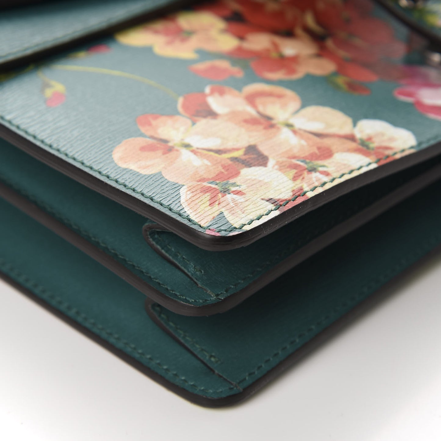 Calfskin Blooms Print Medium Dionysus Shoulder Bag Bright Emerald Multicolor