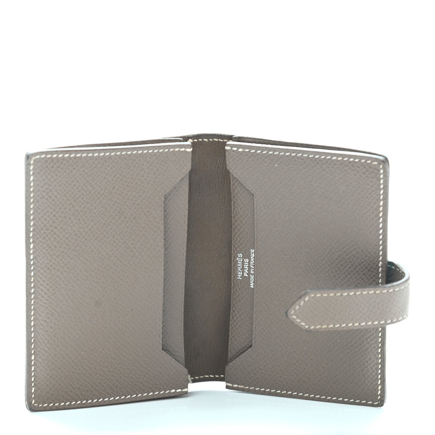 Epsom Bi Color Bearn Card Holder Wallet Bleu Paon Etoupe
