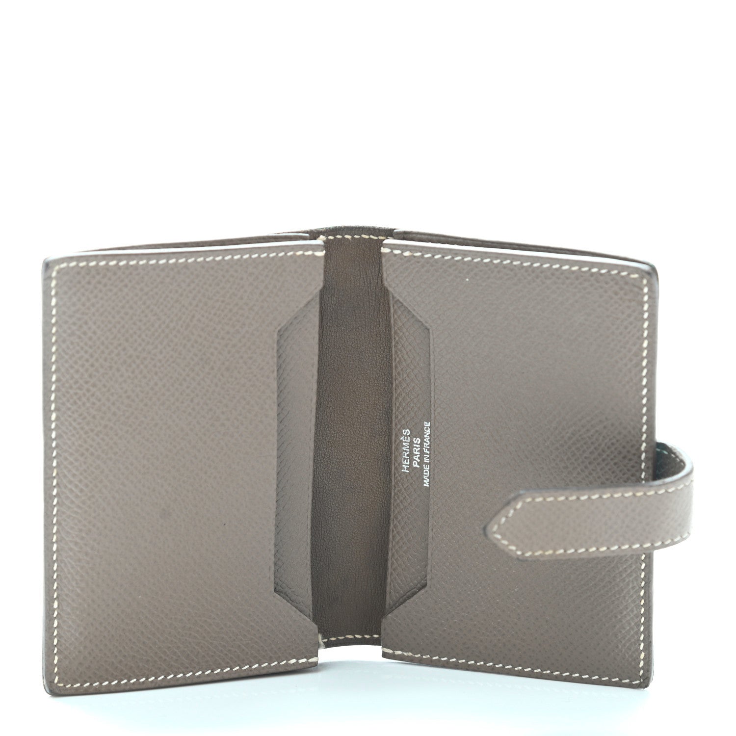 Hermes Epsom Bi Color Bearn Card Holder Wallet Bleu Paon Etoupe 5 of 16