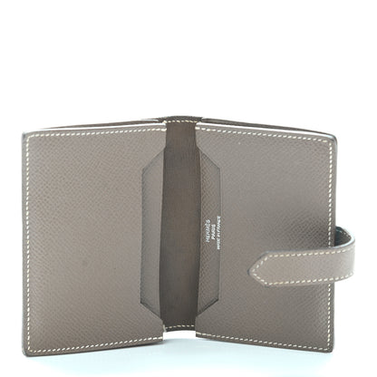 Hermes Epsom Bi Color Bearn Card Holder Wallet Bleu Paon Etoupe 5 of 16