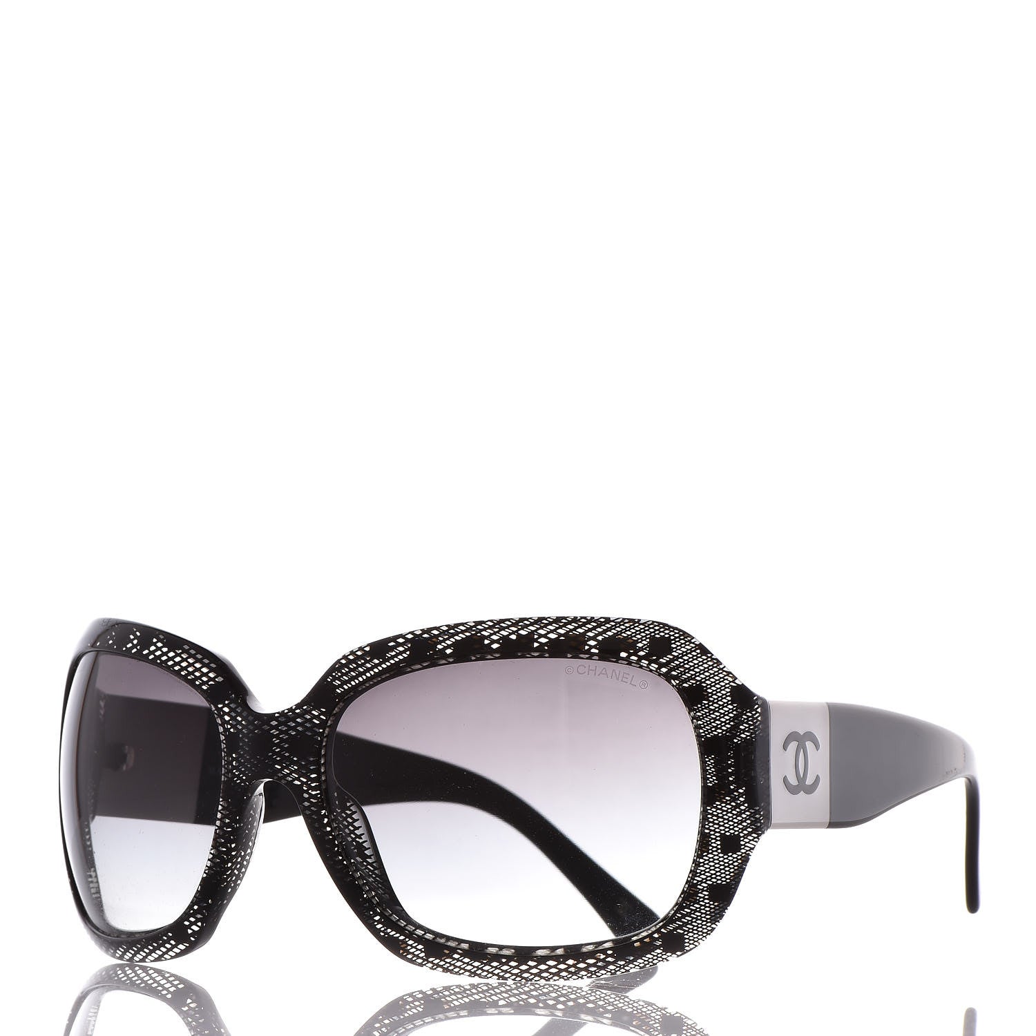 Chanel Acetate CC Lace Effect Sunglasses 5146 Black White 1 of 6