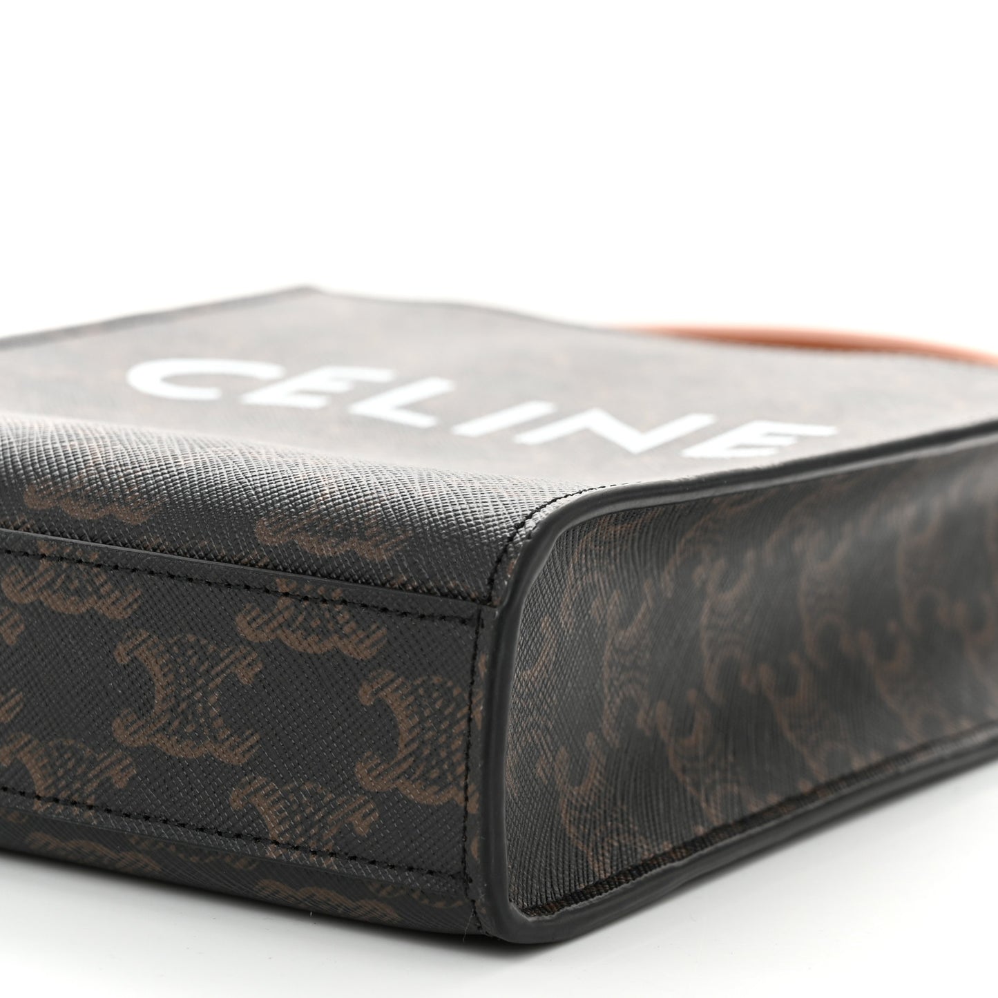 Triomphe Canvas Calfskin Mini Vertical Cabas Tan