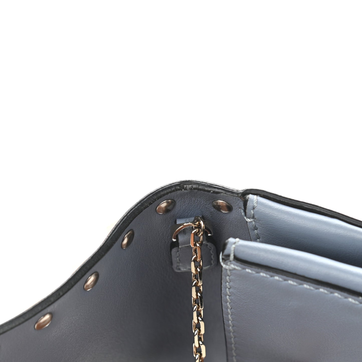 Vitello Small Rockstud Chain Flap Crossbody Bag Blue