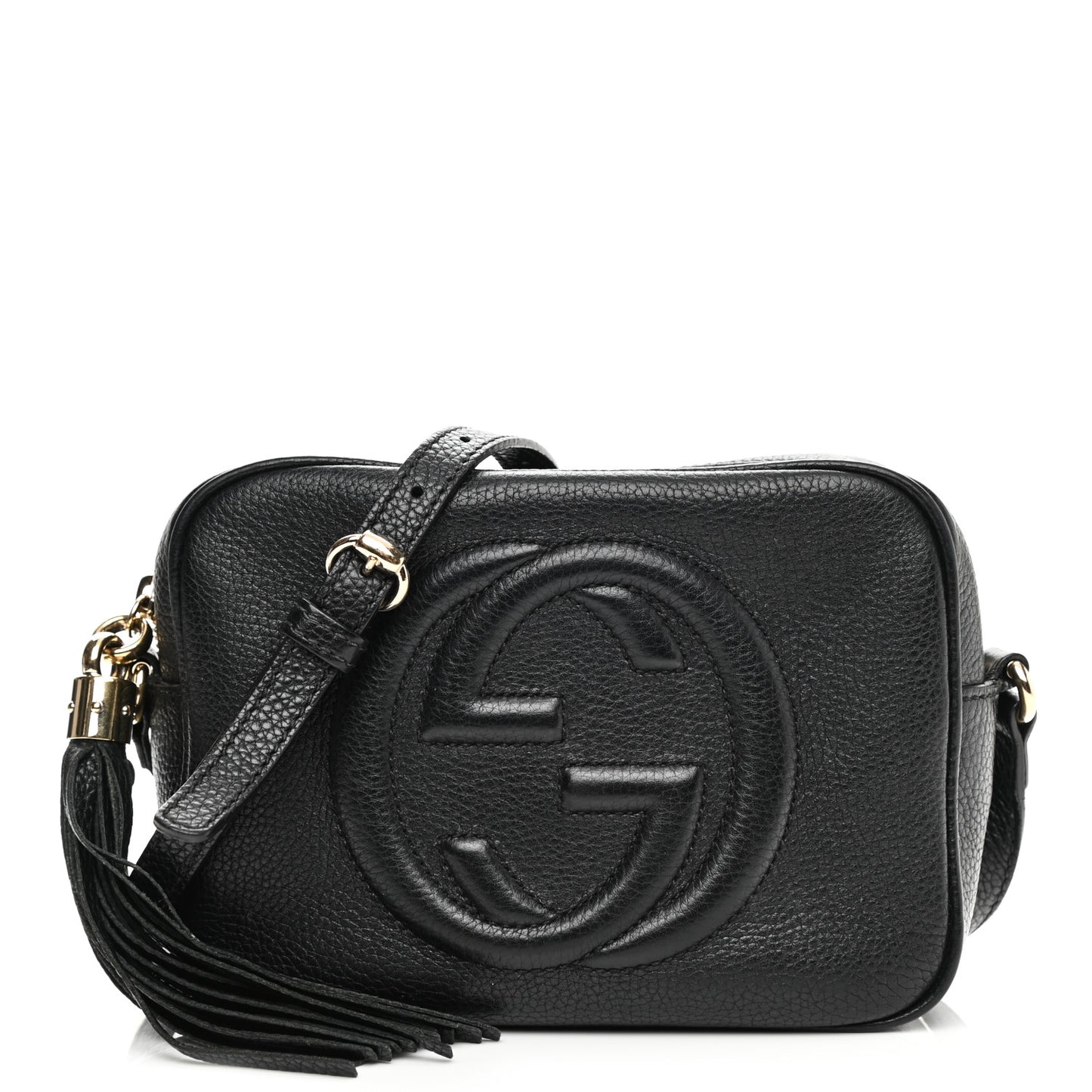 Pebbled Calfskin Small Soho Disco Bag Black