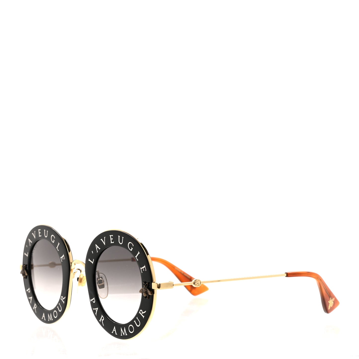 Metal L'Aveugle Par Amour Round Frame Sunglasses GG0113S Black