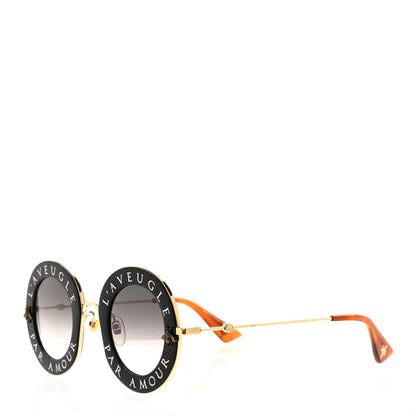 Gucci Metal L'Aveugle Par Amour Round Frame Sunglasses GG0113S Black 1 of 4
