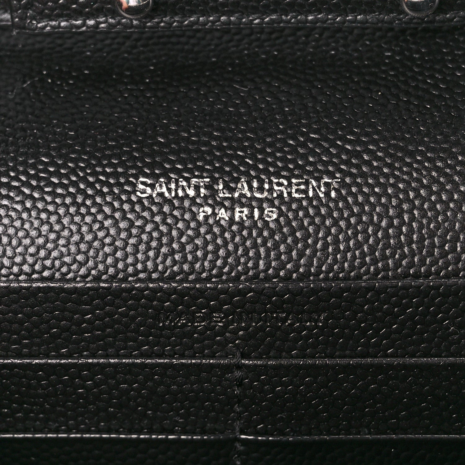 Saint Laurent Grain De Poudre Matelasse Chevron Monogram Chain Wallet Black 6 of 10