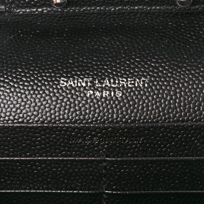 Saint Laurent Grain De Poudre Matelasse Chevron Monogram Chain Wallet Black 6 of 10