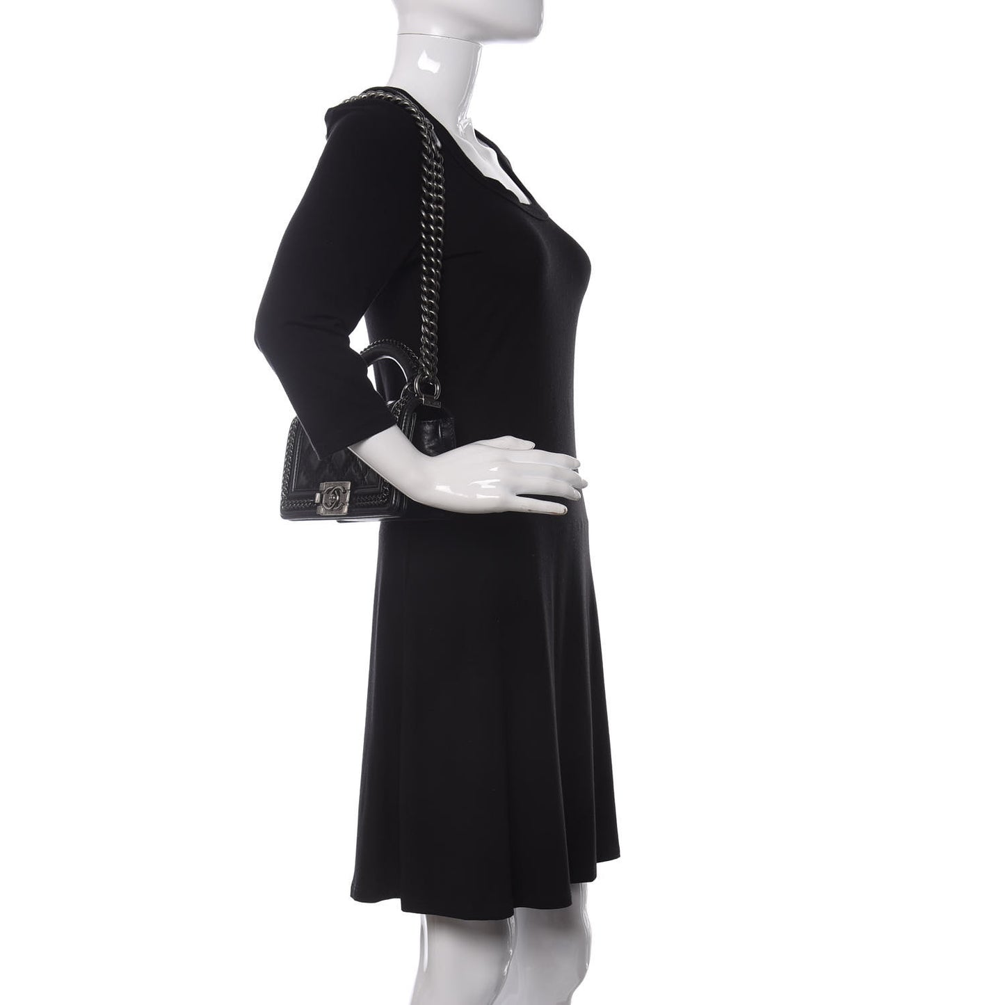 Shiny Goatskin Quilted Mini Boy Top Handle Flap Black