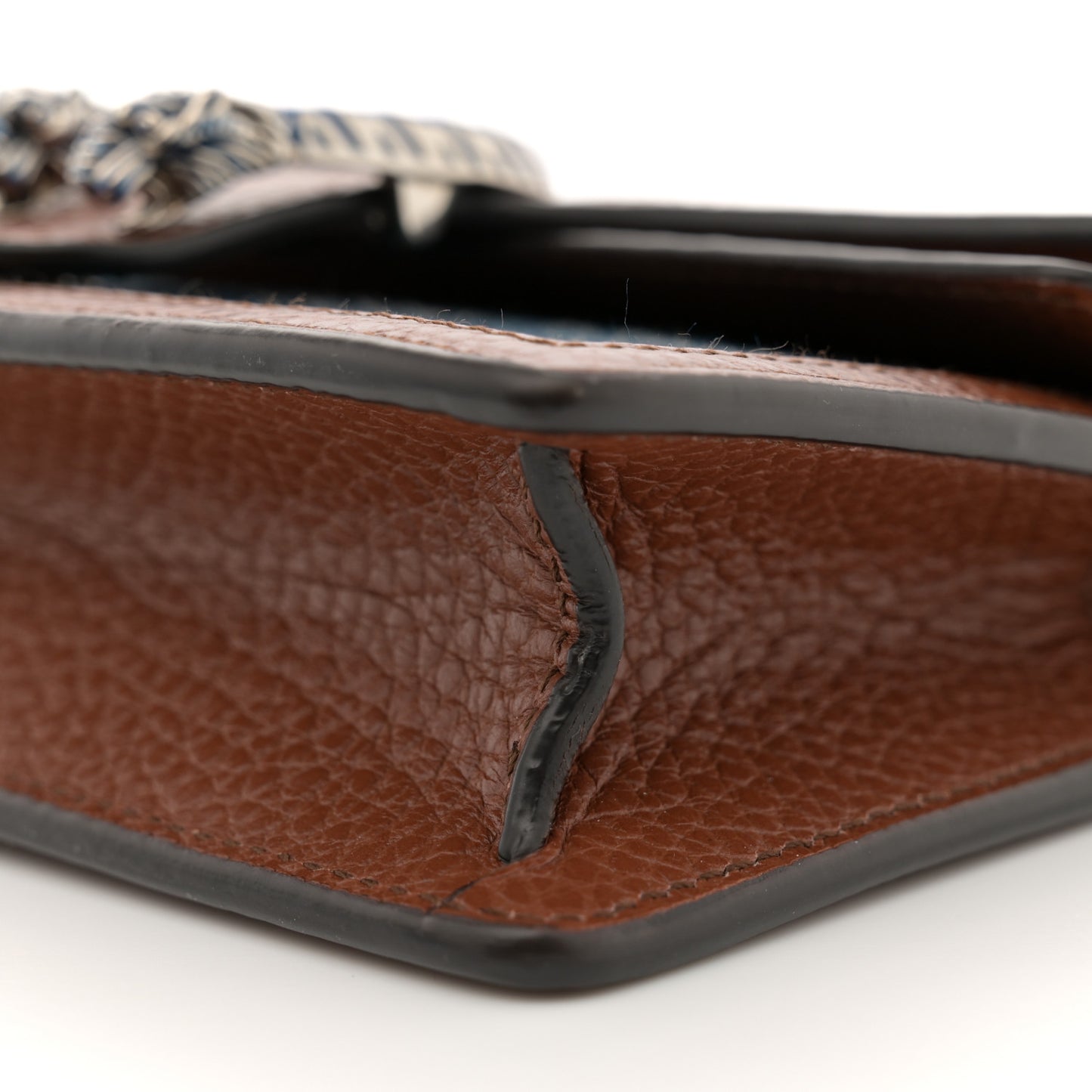 New Denim GG Monogram Dollar Calfskin Enamel Super Mini Dionysus Shoulder Bag Blue Tea Cuir Epilog Electric Blue