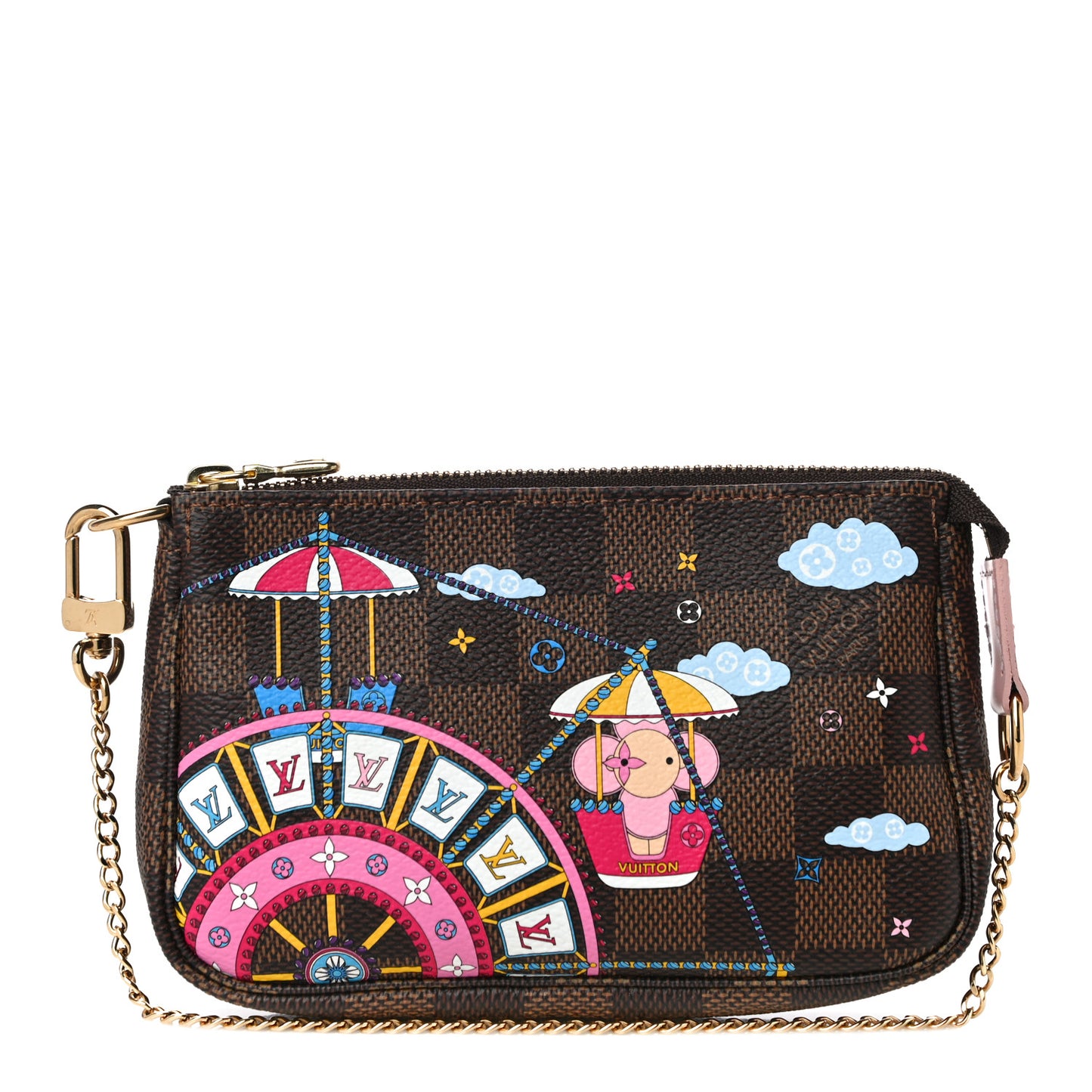 Damier Ebene 2020 Christmas Animation Big Wheel Mini Pochette Accessories Rose Ballerine
