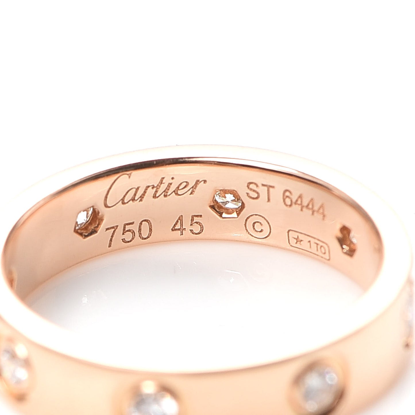 18K Pink Gold 8 Diamond 4mm LOVE Wedding Band Ring 45 3.25
