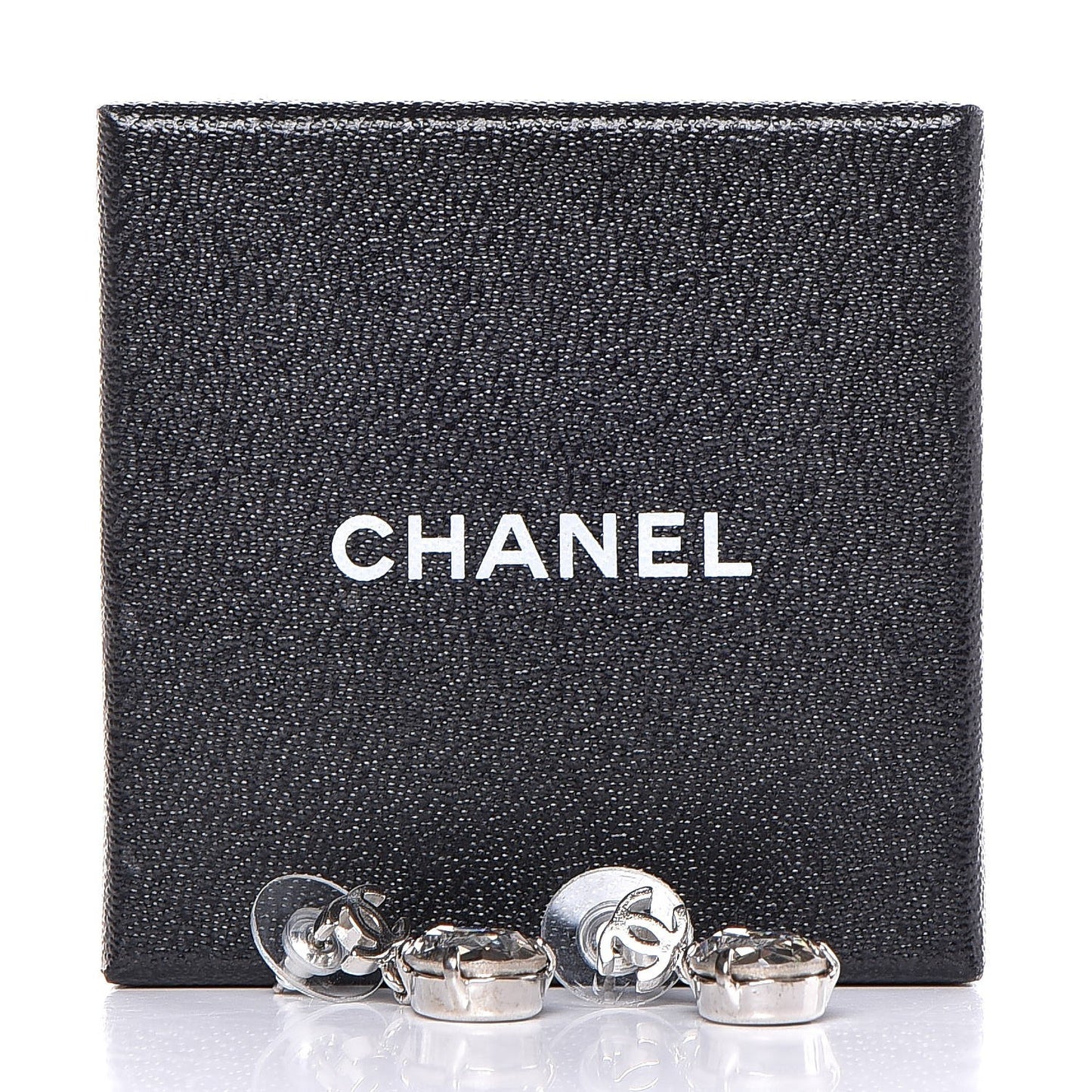 Crystal CC Drop Earrings Silver