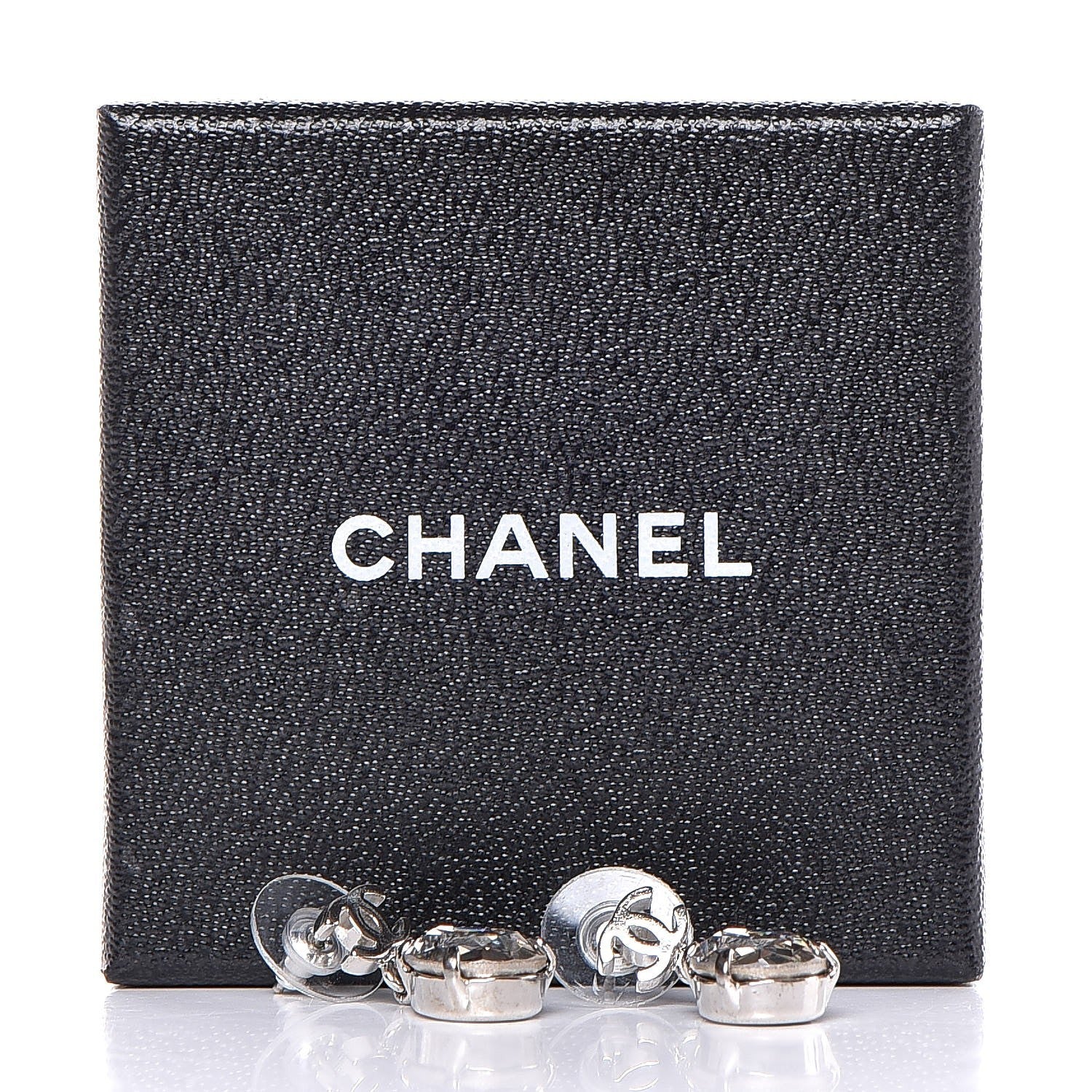 Chanel Crystal CC Drop Earrings Silver 4 of 4