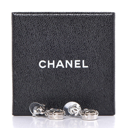 Chanel Crystal CC Drop Earrings Silver 4 of 4
