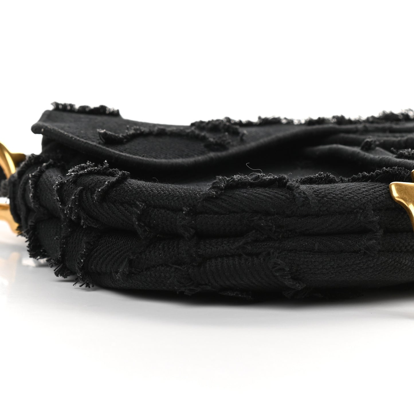 Canvas Embroidered Camouflage Saddle Bag Black