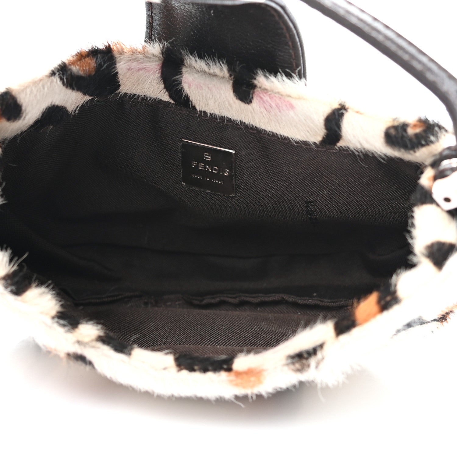 Fendi Calf Hair Leopard Print Croissant White Brown 4 of 6