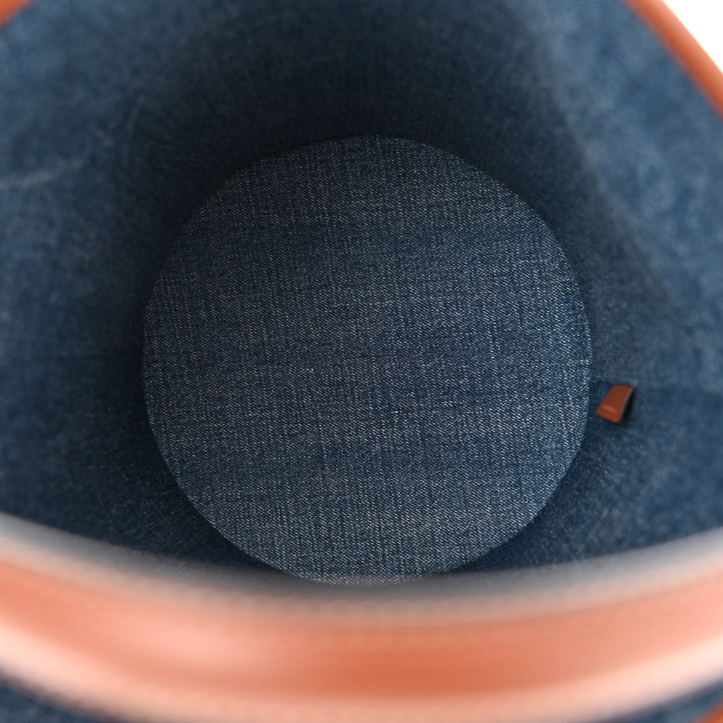 Denim Calfskin Logo Bucket 16 Bag Blue