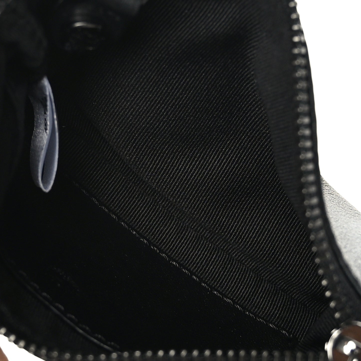 Nappa Logo Embossed Mini Zip Pouch Black
