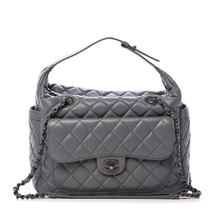 Chanel Lambskin Quilted Shoulder Bag Grey 1 of 12